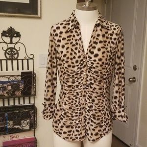 INC International Concepts animal print blouse M